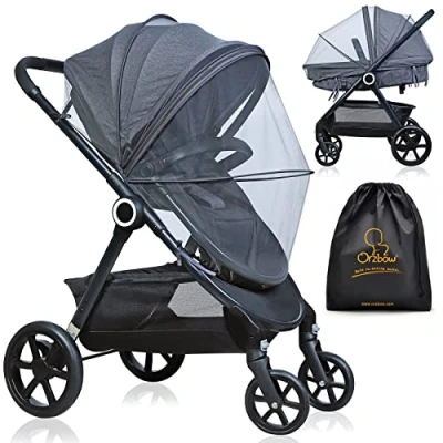 Image of Orzbow Universal Baby Mosquito Net for Pushchair,Breathable Pram Fly Insect Bug with Two way Zippers,Foldable &amp; Stable Protection Cover Car Seat,Buggy,Carrycot Crib (Dark Grey)