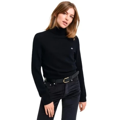 Image of GANT Extrafine Rollneck Jumper, Women&#039;s, Size: Small, Black