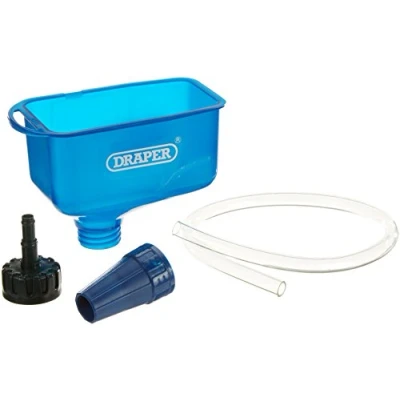 Image of Draper Engine Oil Fuel Funnel with Flexible Hose Wide Mouth Multifunctional Extra Large for Car Automotive 26327, Blue
