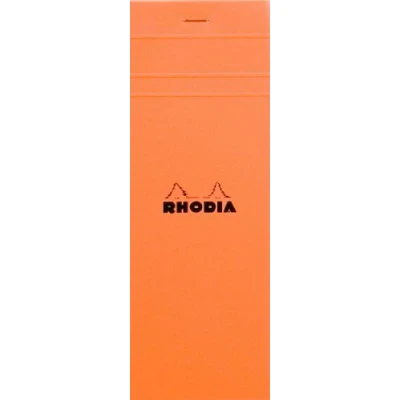 Image of RHODIA 8200C Stapled Notepad N8 Shopping Orange 7.4x21 cm Small Squares 80 Detachable Sheets 80G Clairefontaine Paper Soft and Resistant Coated Card Cover Basics