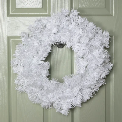 Image of 50cm Hanging Plain White Christmas Wreath with PVC Branches