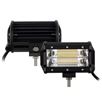 Image of Willpower 2PC 5inch 72W LED Work Light Bar Strobe Lights White Amber Flashing Flood Beam Pods Waterproof Fog Lamps Offroad Driving for Truck Tractor 4x4 SUV ATV Boat Car