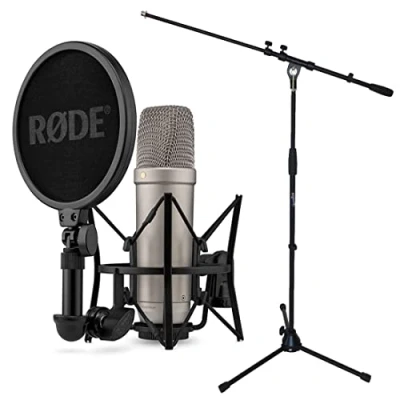 Image of Rode NT1 5th Generation XLR USB Studio Microphone + Keepdrum MS106 Boom Stand