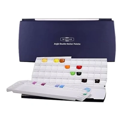 Image of Mijello Watercolor Palette MWP 1772 Airtight Double Decker 72 Wells 370x180x30mm (14.56 x 7.08 1.18 inch)