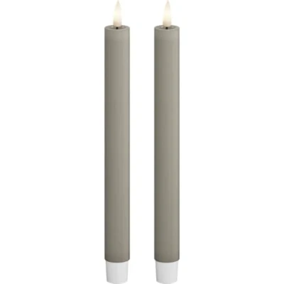Image of Deluxe Homeart Indoor Flameless LED Taper Dinner Candle 2 Set with Real Flame™ Technology Battery Powered Candles (24 cm, Sand)