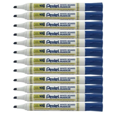Image of Pentel 4.5mm Chisel Tip White Board Marker Blue (Pack of 12), MW86 CE