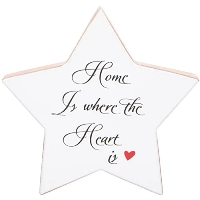 Image of Home Star Shaped Gift Plaque, 16x16cm, White Wood Ornament Sentimental Verse