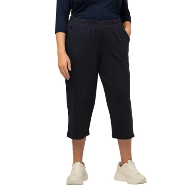 Image of Ulla Popken women&#039;s plus size 7/8 pants, blue (blue 71), 54/56