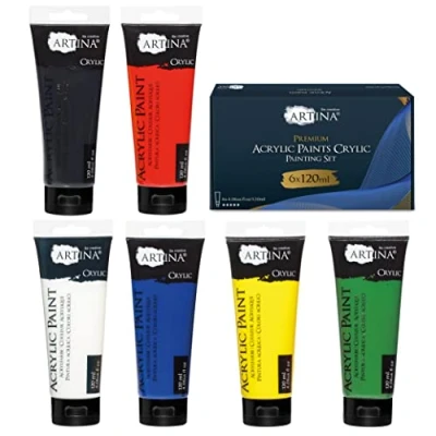 Image of Artina Crylic Colour Set 6pcs Acrylic Painting 120ml Colourful Paint for and Drawing