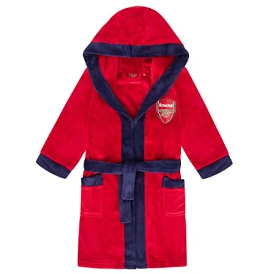Image of Arsenal FC Official Football Gift Boys Fleece Dressing Gown Robe Red 7 8 Years