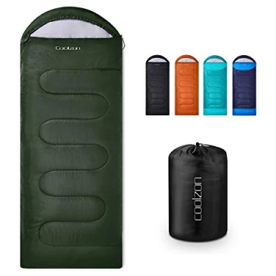 Image of Coolzon Outdoor Sleeping Bag for Camping, 3 4 Seasons, Adult Blanket, Small Packed Size, Ultralight Carry Bag, Soft, Thick and Warm, Travel, Hiking, Green