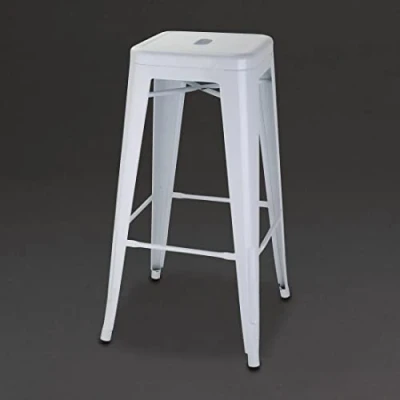 Image of Bolero Bistro Galvanised Steel High Stools White (4 pack)