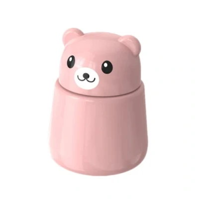 Image of Pill Grinder, Cute Bear Portabl Pulverizer Crusher Medicine Tablet Grinder Container Storage Box (Pink)