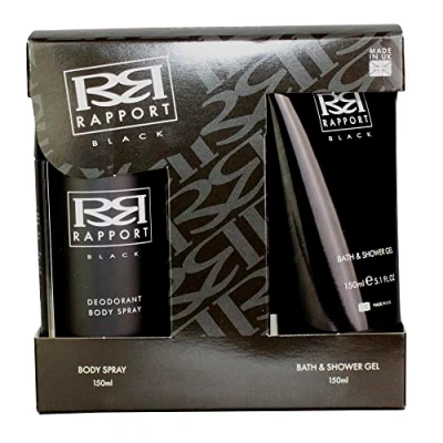 Image of Rapport Black Gift Set Containing 150ml Bath and Shower Gel Deodorant Body Spray