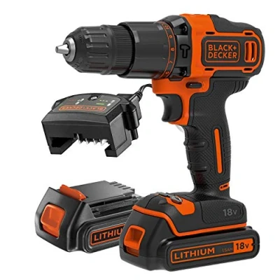 Image of BLACK+DECKER 18 V Cordless 2 Gear Combi Drill with Kitbox and 2X 1.5 Ah Lithium Ion Batteries