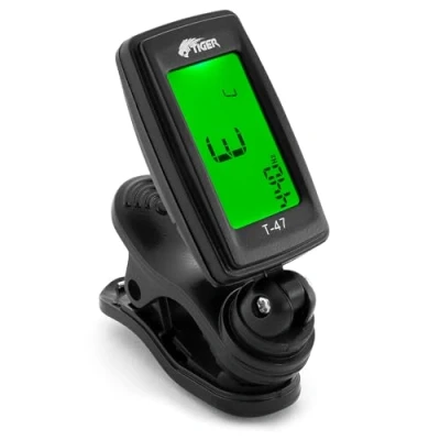 Image of TIGER T 47 Clip On Digital Chromatic Tuner for Acoustic, Electric, Bass Guitars, Banjo, Ukulele, Violin Black