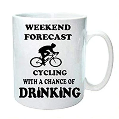 Image of Weekend Forecast Cycling With A Chance Of Alcohol Funny Novelty Coffee Mug/Cup Great Gift Idea