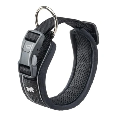 Image of Ferplast Dog Collar GENIUS C20/43, Reflective, Breathable, Adjustable, Quick Release Magnetic Closure, for Medium Size Dogs, Soft Padding, Black