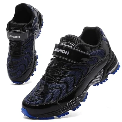 Image of Boys Trainers Kids Shoes Breathable Lightweight Sneakers Athletic Sport Running Shoes(Black Blue,38EU)