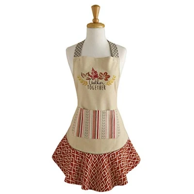 Image of DII Women&#039;s Fall &amp; Thanksgiving Kitchen Apron, Adjustable Long Waist Ties, Gather Together