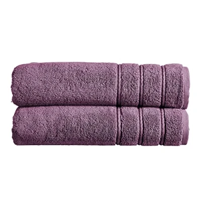 Image of Christy Antalya Large Bath Sheets Set of 2 100% Turkish Cotton 600GSM Soft Plush Luxury Towels 90cm x 150cm Quick Dry Fig Purple
