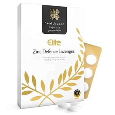 Image of Healthspan Elite Zinc Defence Lozenges 34mg (45 Lozenges) Providing Acetate Immune Support Cold &amp; Flu All Blacks Official Partner Peppermint Informed Sport Accredited Vegan