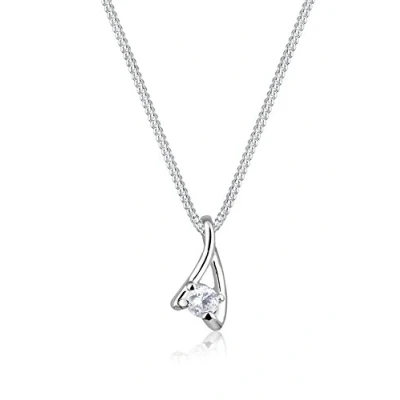 Image of Elli Women&#039;s 925 Sterling Silver Xilion Cut Zircon Necklace Of Length 45 cm