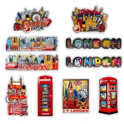 Image of SAJAK 12x London Souvenir 3D Fridge Magnets Set British Landmark, UK Travel Gift Decor, Iconic Theme, Big Ben, Home Kitchen Collectible Keepsakes, Great Britain Tourist Memorabilia