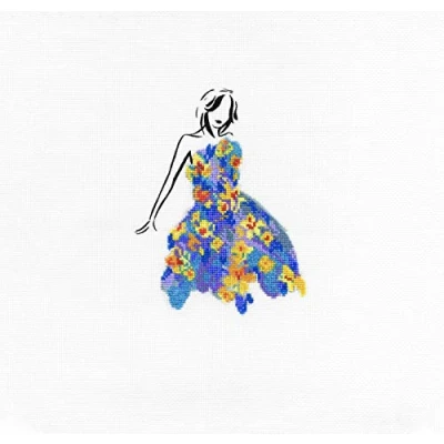 Image of DMC Stitch Kit Daffodil Dance, Includes Embroidery Threads, Needle, Canvas Aida and Instructions