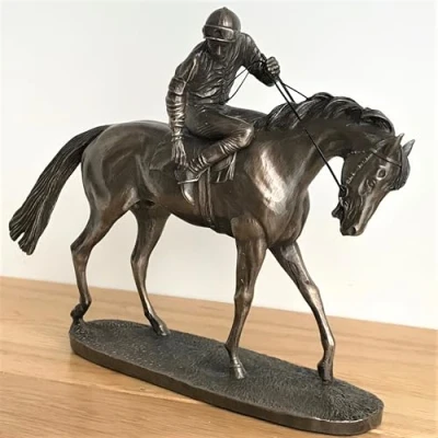 Image of On Parade Race Horse &amp; Jockey figurine by David Geenty in cold cast bronze