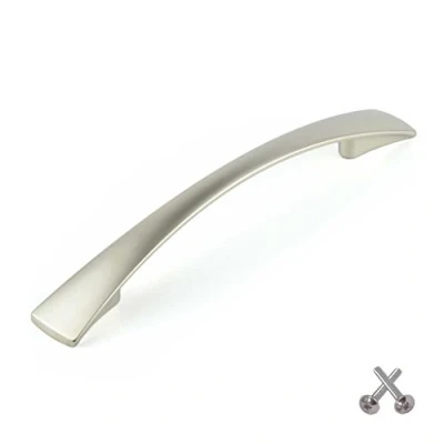 Image of Taper Bow Kitchen Cabinet Door Handle, Cupboard Drawer Bedroom Furniture Handles 128mm Nickel