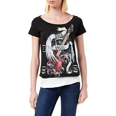 Image of Spiral Women&#039;s F710 Tops Short Sleeve T Shirt, Black, XXL UK