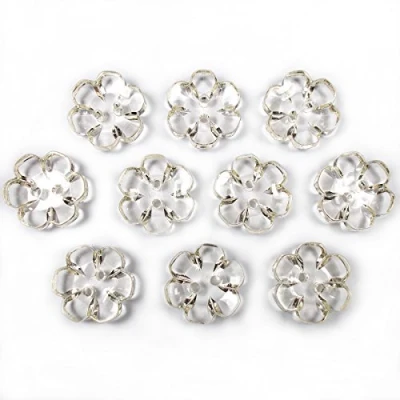 Image of Clear Plastic Flower 2 Hole Cup Round Buttons 15mm Wide Pack of 10 (Almost Clear)