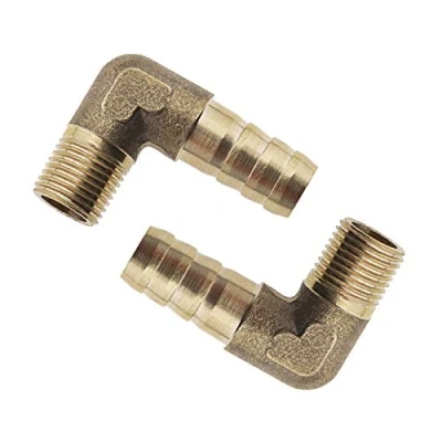 Image of Create idea 2Pcs 1/4inch/6mm Barb Brass Hose Fitting 90 Degree Elbow Fuel Joiner Pipe Connector Adapter Male Thread BSP 1/4 Inch for Air Water Oil