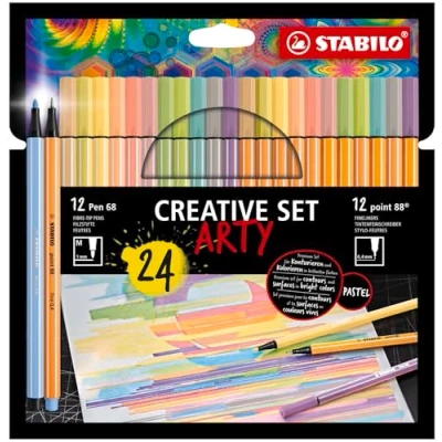 Image of STABILO Pen Set Creative point 88 + 68 ARTY Pack of 24 Assorted Pastel Colours