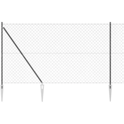 Image of vidaXL Chain Link Fence with 7 Spike Posts 1.5x10 m Galvanised Steel