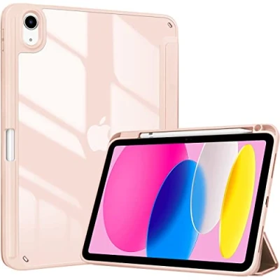 Image of ProCase for iPad 10th Generation Case with Pencil Holder 2022 10.9 Inch, Clear Back 10 Case, Gen A2696 A2757 A2777 Rosegold