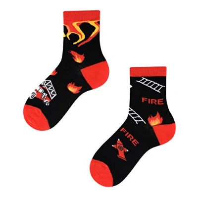 Image of TODO Colours Fire Brigade Socks Children On Kids Motif, Colourful, Funny Fireman for Boys and Girls Red 12 13.5