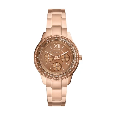 Image of Fossil Stella Sport Chronograph watch goldcoloured, Women&#039;s, Size: One Size, Gold coloured