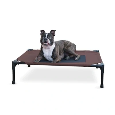 Image of K&amp;H Pet Products Original Cot Elevated Dog Bed Chocolate/Black Mesh Medium 25 X 32 7 Inches