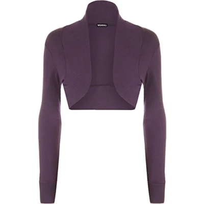 Image of WearAll Ladies Shrug Long Sleeved Bolero Top Womens Purple 8/10
