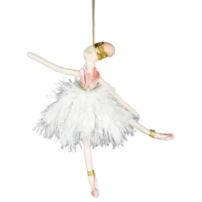 Image of White Ballerina Doll 14x20cm Christmas Tree Hanging Decorations Festive Decorative Ornaments Fairy Tale Themed Xmas Pendant