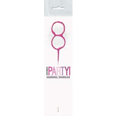 Image of Dazzling Pink Glitz Birthday Sparkler Number 8 (17cm) Perfect for Parties &amp; Celebrations 1 Pc
