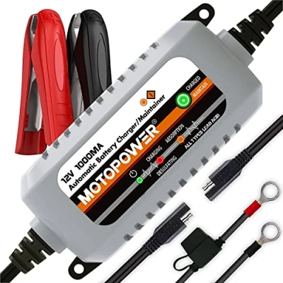 Image of MOTOPOWER MP00205B 12V 1000mA Fully Automatic Battery Charger/Maintainer UK Plug