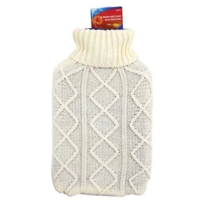 Image of Cream 1.8L Hot Water Bottle &amp; Cable Knit Cover By Ashley