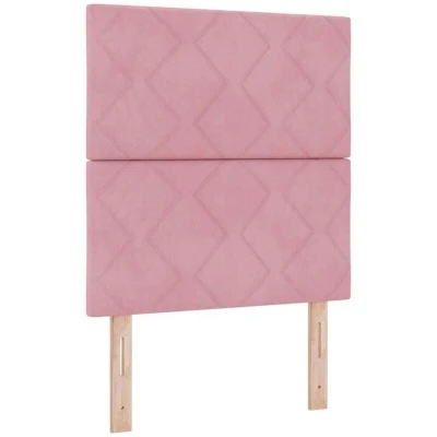 Image of LED Headboard Diamond Blocks Design Pink 80 cm Velvet vidaXL