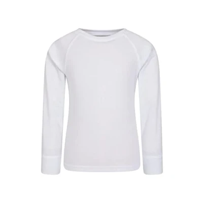 Image of Mountain Warehouse Talus Kids Base Layer Top Breathable &amp; Lightweight Moisture Wicking Baselayers, Boys Girls Autumn Winter, Outdoors, Travelling Hiking White Size 9 10 Years