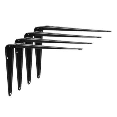 Image of Neptune Black London Style Metal Steel Shelf Wall Brackets 75mm x 100mm 3&quot; 4&quot; (Black 4&quot;, 4, Pack)