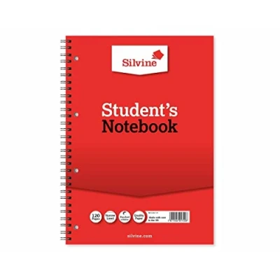 Image of Silvine A4 Twin Wire Student&#039;s Notebook. 120 Pages Ruled 6mm Feint