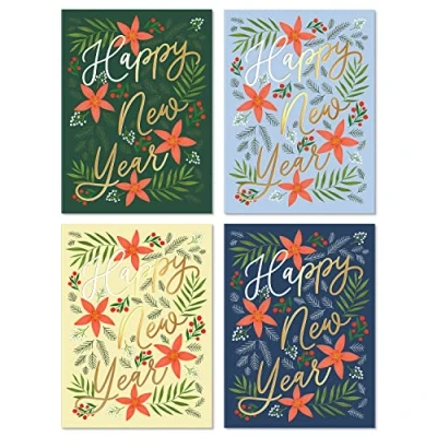 Image of SWEETZER &amp; ORANGE New Year Cards With Envelopes. 24 Set Box of Holiday Cards. Thick Note and Envelopes, 300gsm Greeting Envelopes (120gsm). Happy Holidays Thank You
